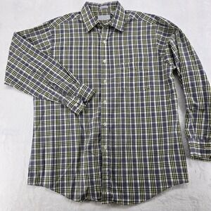 Wedgefield Button Down Mens L Shirt Grey Yellow Plaid Long Sleeve Pocket 6828